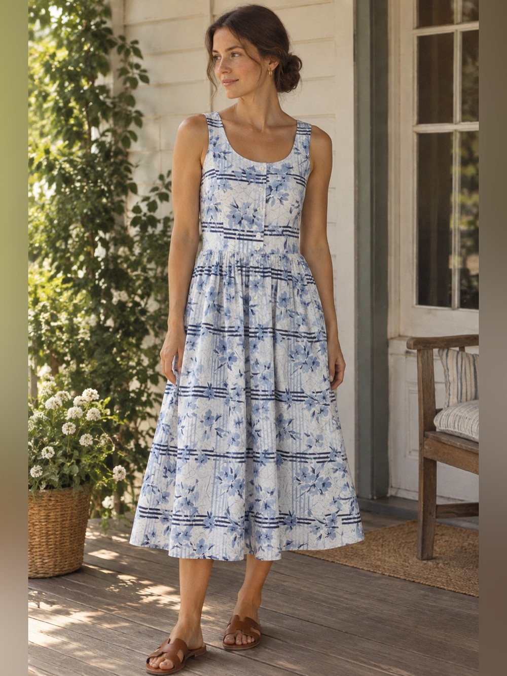 Vintage 90s Cottagecore Coastal Grandmother Sundress